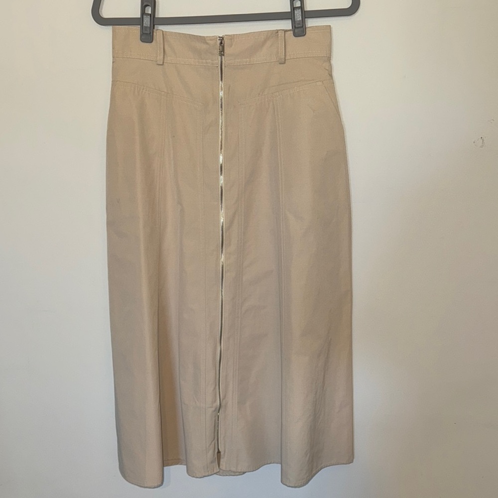 Zara Tan Midi Pencil Skirt with Slit for Work